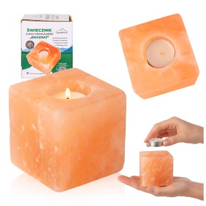 ŚWIECZNIK solny naturalny - KWADRAT - jonizator TEALIGHT