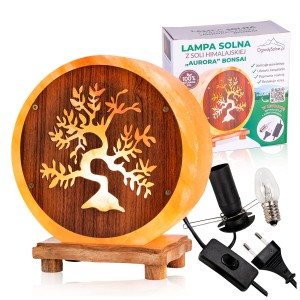 Lampa solna AURORA z ażurową zawieszką / tabliczką - jonizator powietrza