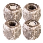 ZESTAW 4 SZT - ŚWIECZNIK solny naturalny  SZARY - jonizator na TEALIGHT