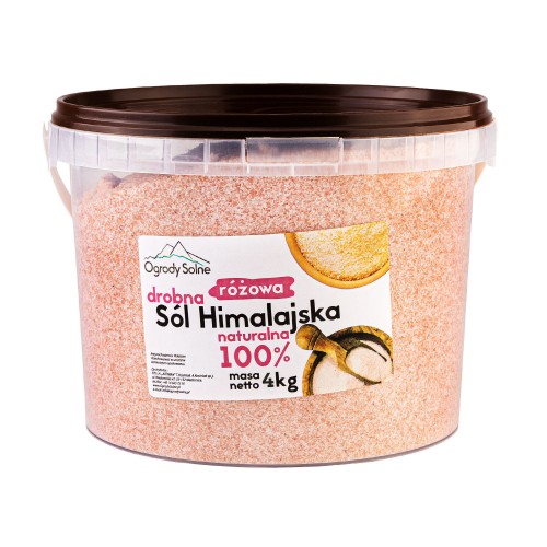 Drobna różowa sól himalajska w wiaderku o wadze 4 kg